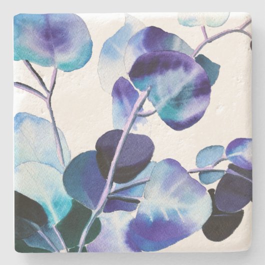 Eucalyptus Gum leest waterverf kunst Stenen Onderzetter (Voorkant)