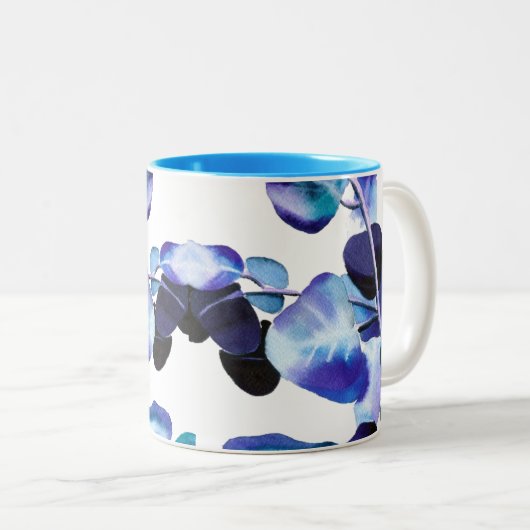 Eucalyptus Gum leest waterverf kunst Tweekleurige Koffiemok (Voorkant rechts)