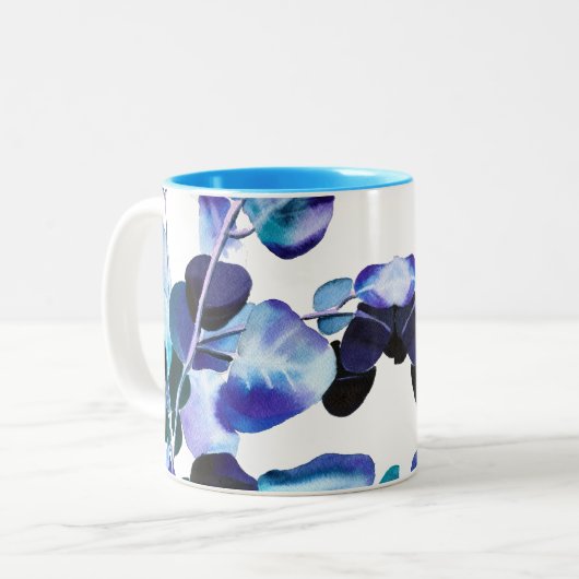 Eucalyptus Gum leest waterverf kunst Tweekleurige Koffiemok (Voorkant links)