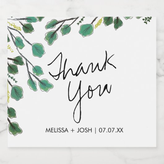 Eucalyptus Hand Drawn Leaf Dank je Bier Etiket (Enkel label)