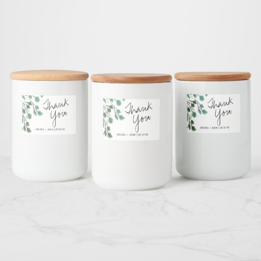 Eucalyptus Hand Drawn Leaf Dank je Voedselcontainer Etiket (Flessen)