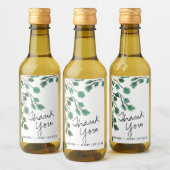Eucalyptus Hand Drawn Leaf Dank je Wijn Etiket (Flessen)