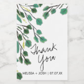 Eucalyptus Hand Drawn Leaf Dank je Wijn Etiket (Enkel label)