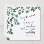 Eucalyptus Hand Drawn Leaf Script Engagement Party Kaart (Voorkant)