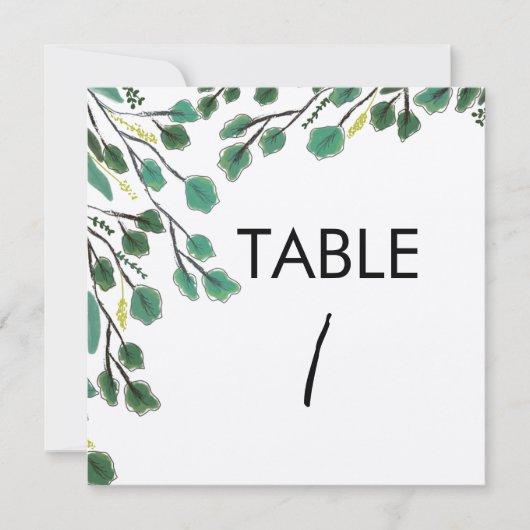 Eucalyptus Hand Drawn Leaf Table Kaart (Voorkant)