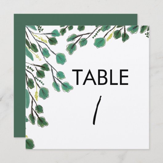 Eucalyptus Hand Drawn Leaf Table Kaart (Voorkant / Achterkant)