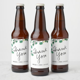 Eucalyptus Hand Getekend Blaadje Bedankt    Bier Etiket