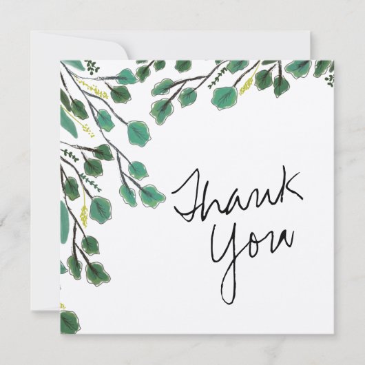 Eucalyptus Hand Getekende Blad Bedankkaart Kaart (Voorkant)