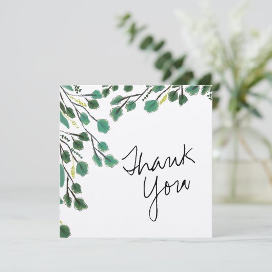 Eucalyptus Hand Getekende Blad Bedankkaart Kaart (Staand voorkant)