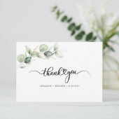 Eucalyptus Hand-Lettered Greenery Wedding Bedankkaart (Staand voorkant)