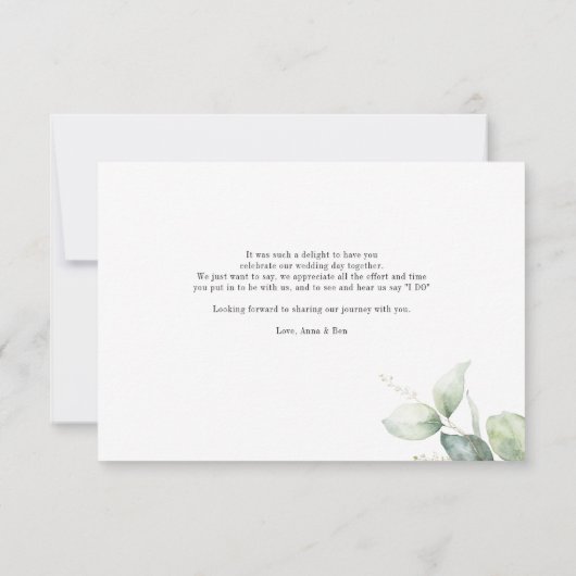 Eucalyptus Hand-Lettered Greenery Wedding Bedankkaart (Achterkant)