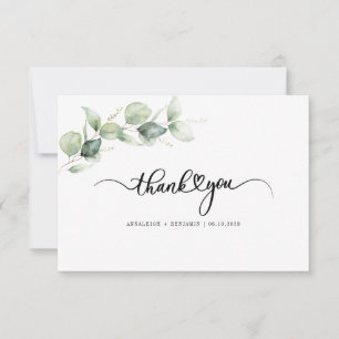 Eucalyptus Hand-Lettered Greenery Wedding Bedankkaart