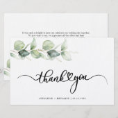 Eucalyptus Hand-Lettered Weddenschap Bedankt Briefpapier (Voorkant / Achterkant)