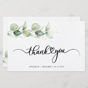Eucalyptus Hand-Lettered Weddenschap Bedankt Briefpapier