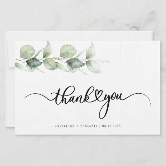 Eucalyptus Hand-Lettered Weddenschap Bedankt Briefpapier (Voorkant)