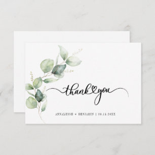 Eucalyptus Hand-Lettered Weddenschap Bedankt Notitiekaartje