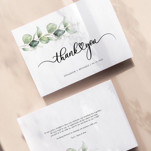 Eucalyptus Hand-Lettered Weddenschap Bedankt Notitiekaartje