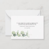 Eucalyptus Hand-Lettered Weddenschap Bedankt Notitiekaartje (Achterkant)
