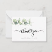 Eucalyptus Hand-Lettered Weddenschap Bedankt Notitiekaartje (Voorkant)