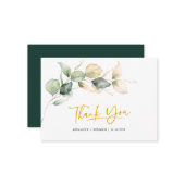 Eucalyptus Hand-Lettered Wedding Thank You Mini Notitiekaartje (Voorkant / Achterkant in situ)