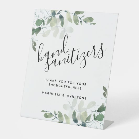 Eucalyptus Hand Sanitizers Weddenschap voetstuk Reclamebord Met Voetstuk (Voorkant)