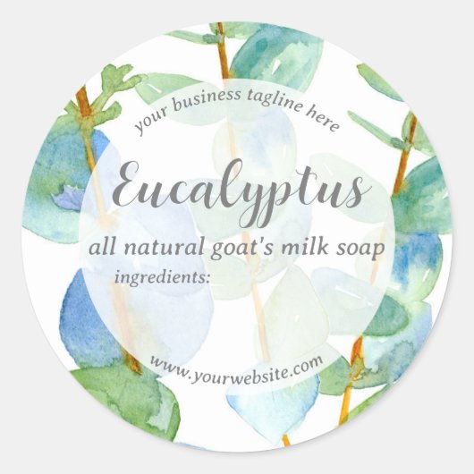 Eucalyptus Handgemaakte zeep Huidverzorging Produc Ronde Sticker (Voorkant)