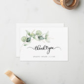 Eucalyptus handgeschakelde bruiloft Hartelijk dank Notitiekaartje (Voorkant / Achterkant in situ)
