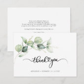 Eucalyptus handgeschakelde bruiloft Hartelijk dank Notitiekaartje (Voorkant / Achterkant)