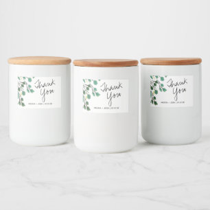 Eucalyptus Handgetekende Blad Bedankt     Voedselcontainer Etiket