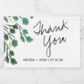Eucalyptus Handgetekende Blad Bedankt     Voedselcontainer Etiket (Enkel label)