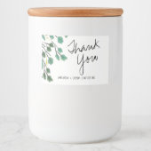 Eucalyptus Handgetekende Blad Bedankt     Voedselcontainer Etiket (Voorkant)