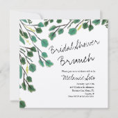 Eucalyptus handgetekende blad script bruidsdouche kaart (Voorkant)
