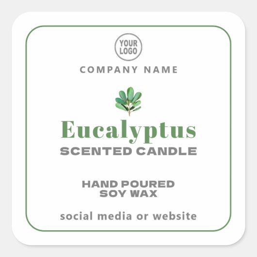 Eucalyptus Handmade Candle Square Sticker (Voorkant)
