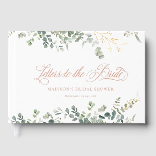 Eucalyptus Handschrift Bruidsfeest Gastenboek (Voorkant)