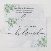 Eucalyptus Handtekening Calligrafie Bridesmaid Uitnodiging Briefkaart (Voorkant / Achterkant)