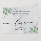 Eucalyptus Handtekening Calligrafie Bridesmaid Uitnodiging Briefkaart (Achterkant)