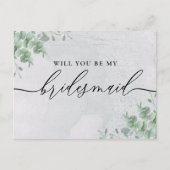 Eucalyptus Handtekening Calligrafie Bridesmaid Uitnodiging Briefkaart (Voorkant)