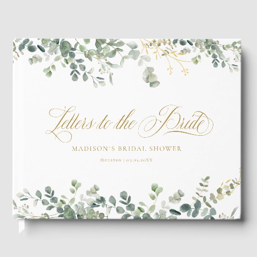 Eucalyptus  Handwriting Script Bridal Shower Gastenboek (Voorkant)