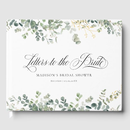 Eucalyptus Handwriting Script Bruiloftsfeest Gastenboek (Voorkant)