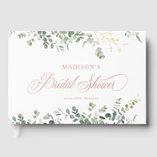 Eucalyptus  Handwriting Script Bruiloftsfeest Gastenboek (Voorkant)