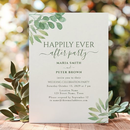 Eucalyptus Happily Ever After Trouwreceptie Kaart