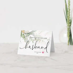 Eucalyptus Happy First Birthday als mijn man Kaart