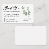 Eucalyptus Hartelijk dank voor uw steun aan onze Visitekaartje (Voorkant / Achterkant)