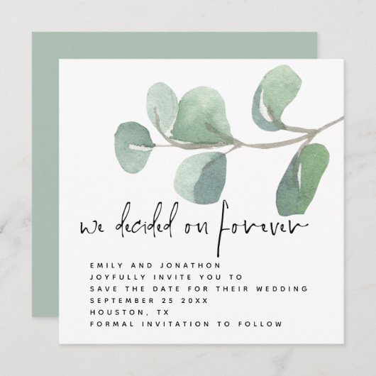 Eucalyptus heeft besloten om voor altijd de datum notitiekaartje (Voorkant / Achterkant)