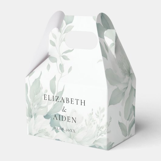 Eucalyptus, helder, bruiloft doos bedankdoosjes (Voorkant Zijde)