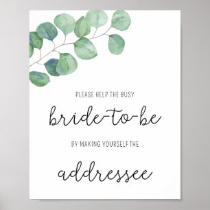 Eucalyptus - Help de drukke bruid Adresposter Poster