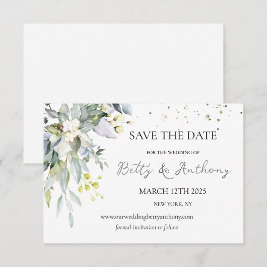 Eucalyptus Herbal Save the Date Invitation (Voorkant / Achterkant)