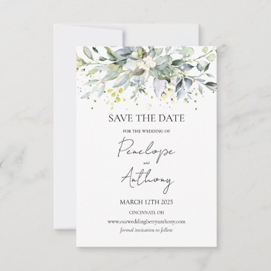 Eucalyptus Herbal Save the Date Invitation (Voorkant)