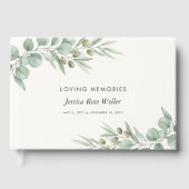 Eucalyptus-herdenking van het leven gastenboek (Voorkant)