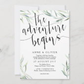 Eucalyptus Het avontuur begint bruiloft uitnodigin Kaart (Voorkant)